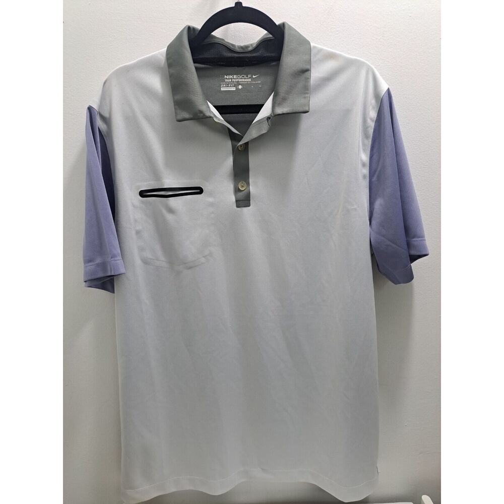 Nike Golf Mens Shirt L Gray Dri-fit Tour Performance Polo